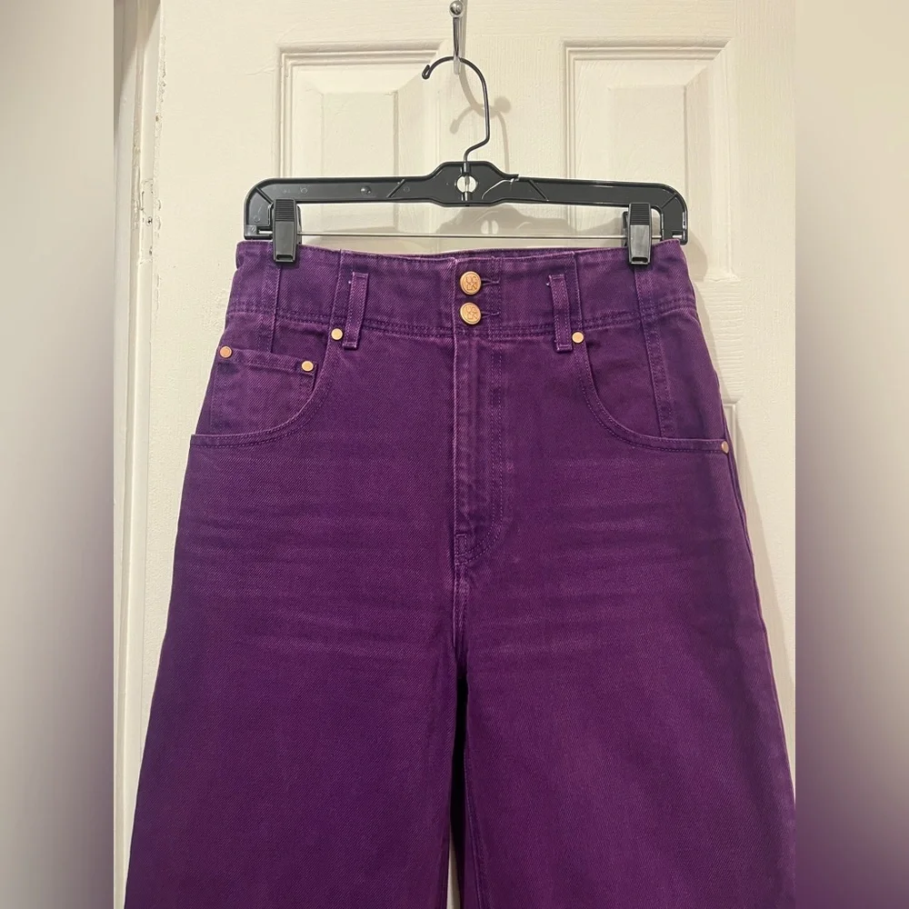 Ulla Johnson The Margo High Rise  Deep Purple Wide Leg  Jeans - Picture 4 of 9